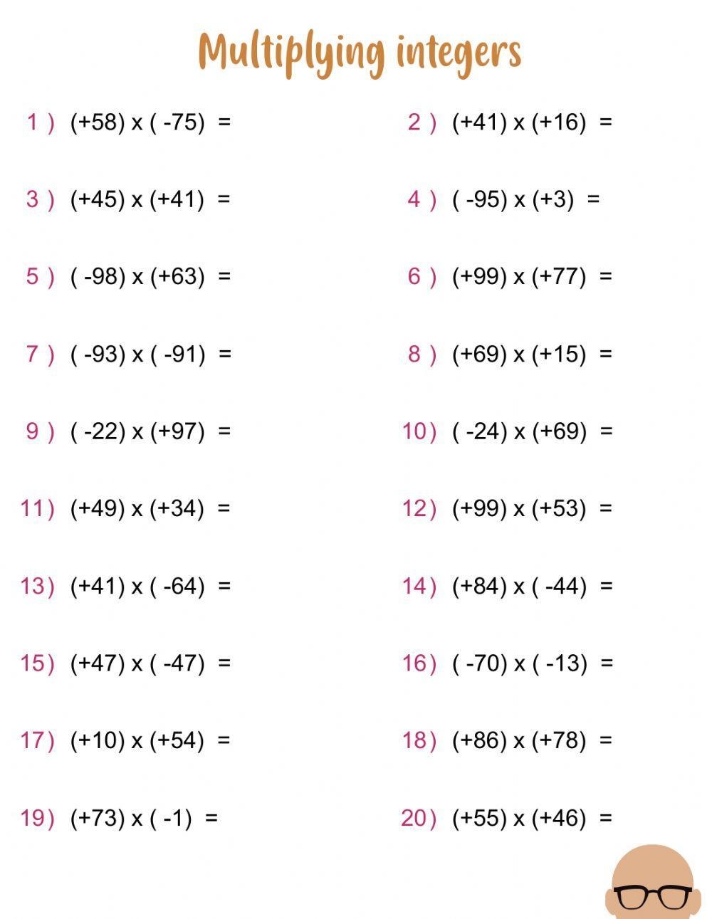 Adding Subtracting Multiplying And Dividing Integers Maze Worksheets 