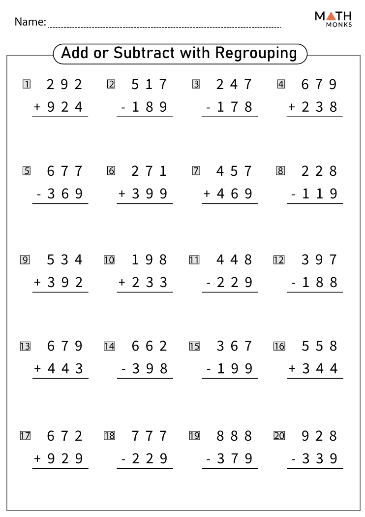 addition subtraction worksheets