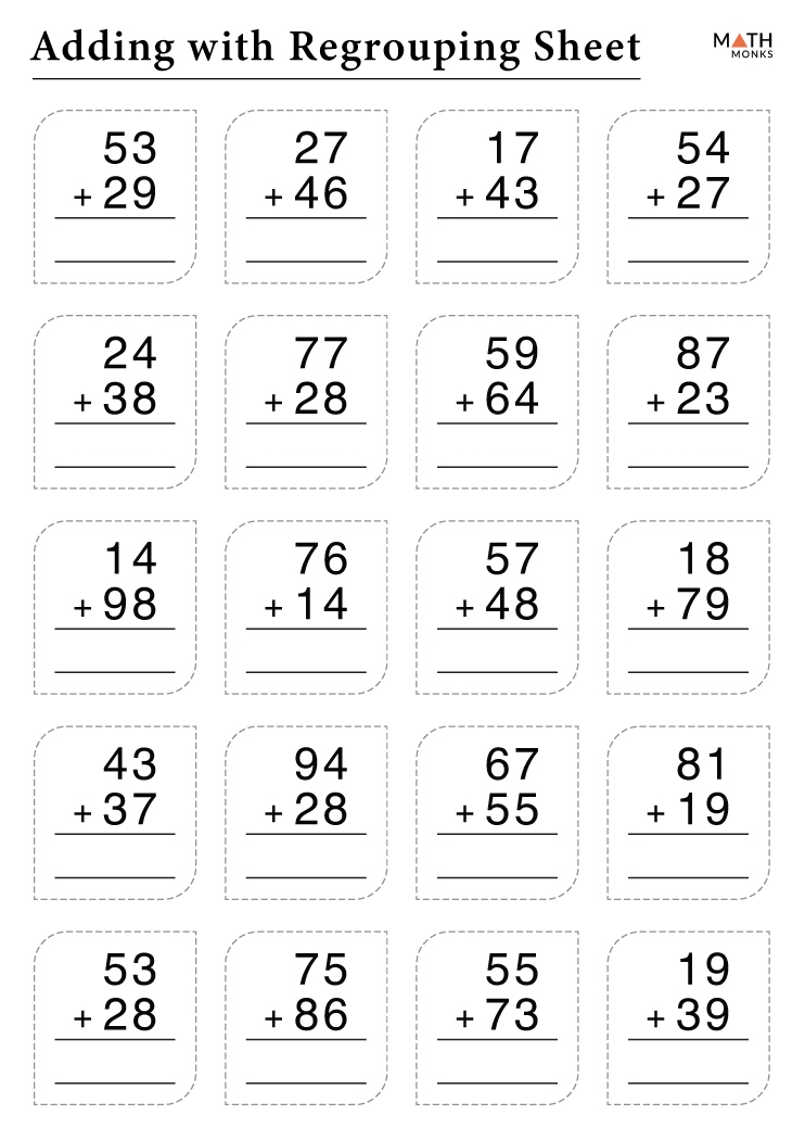 Addition With Regrouping Worksheets With Answer Key Worksheets Library