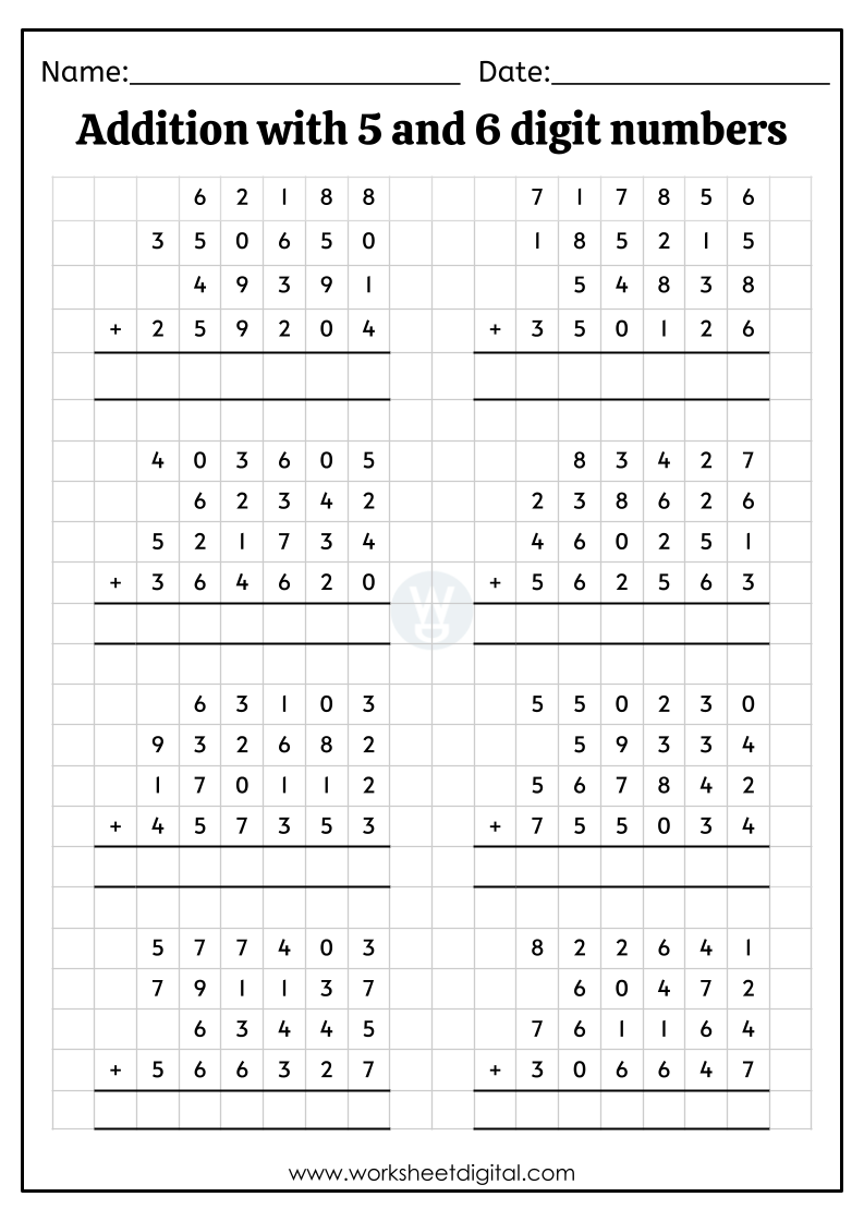 addition worksheet for kg