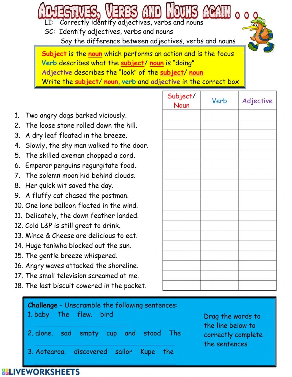 Adjectives Verbs And Nouns Again Worksheet Adjectiveworksheets Adjectives Verbs And Nouns Again Worksheet Adjectiveworksheets