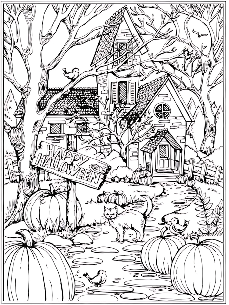 Adult Coloring Pages Halloween Printable Free Coloring Sheet 