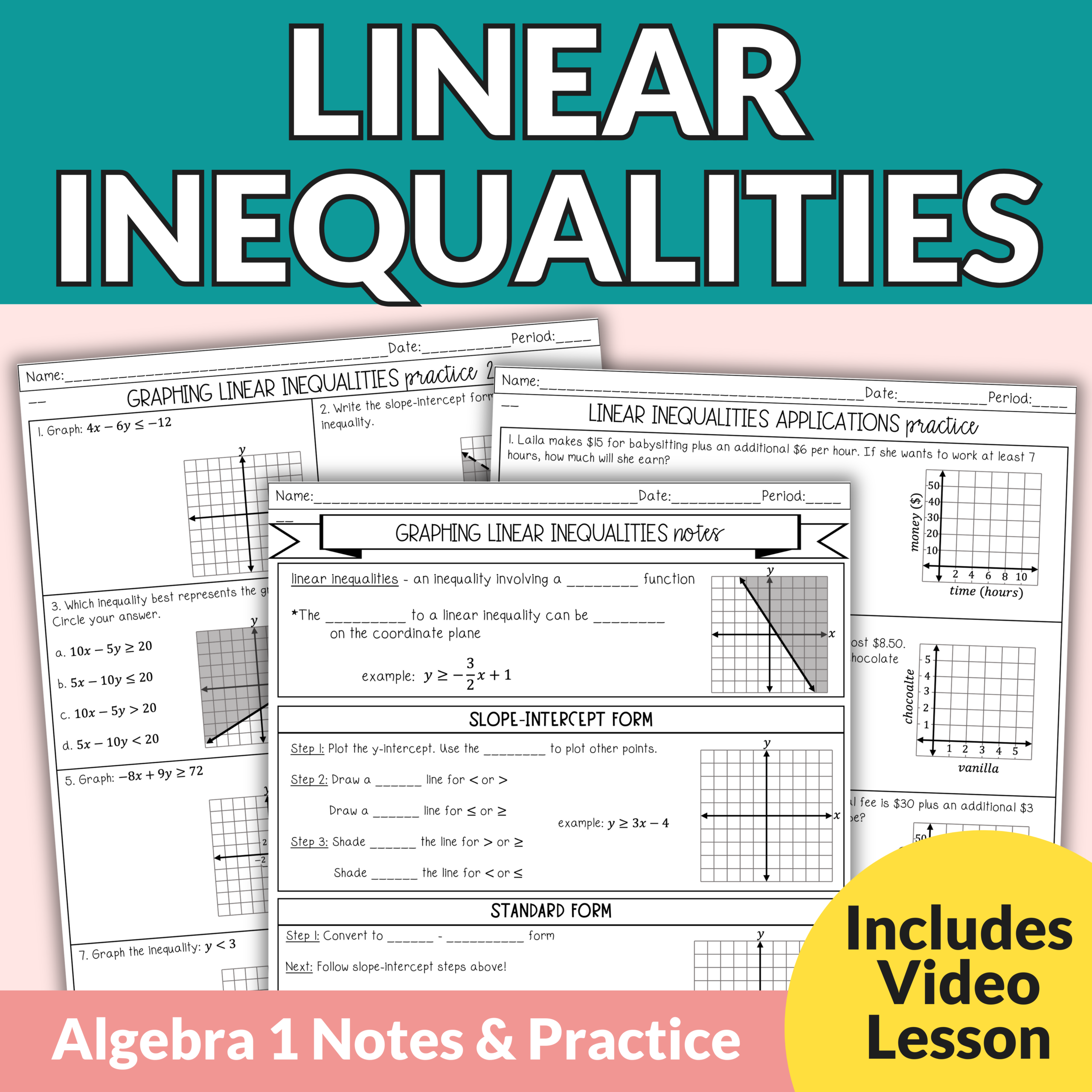 Algebra 1 Graphing Linear Inequalities Worksheet Graphing Linear Algebra 1 Graphing Linear Inequalities Worksheet Graphing Linear