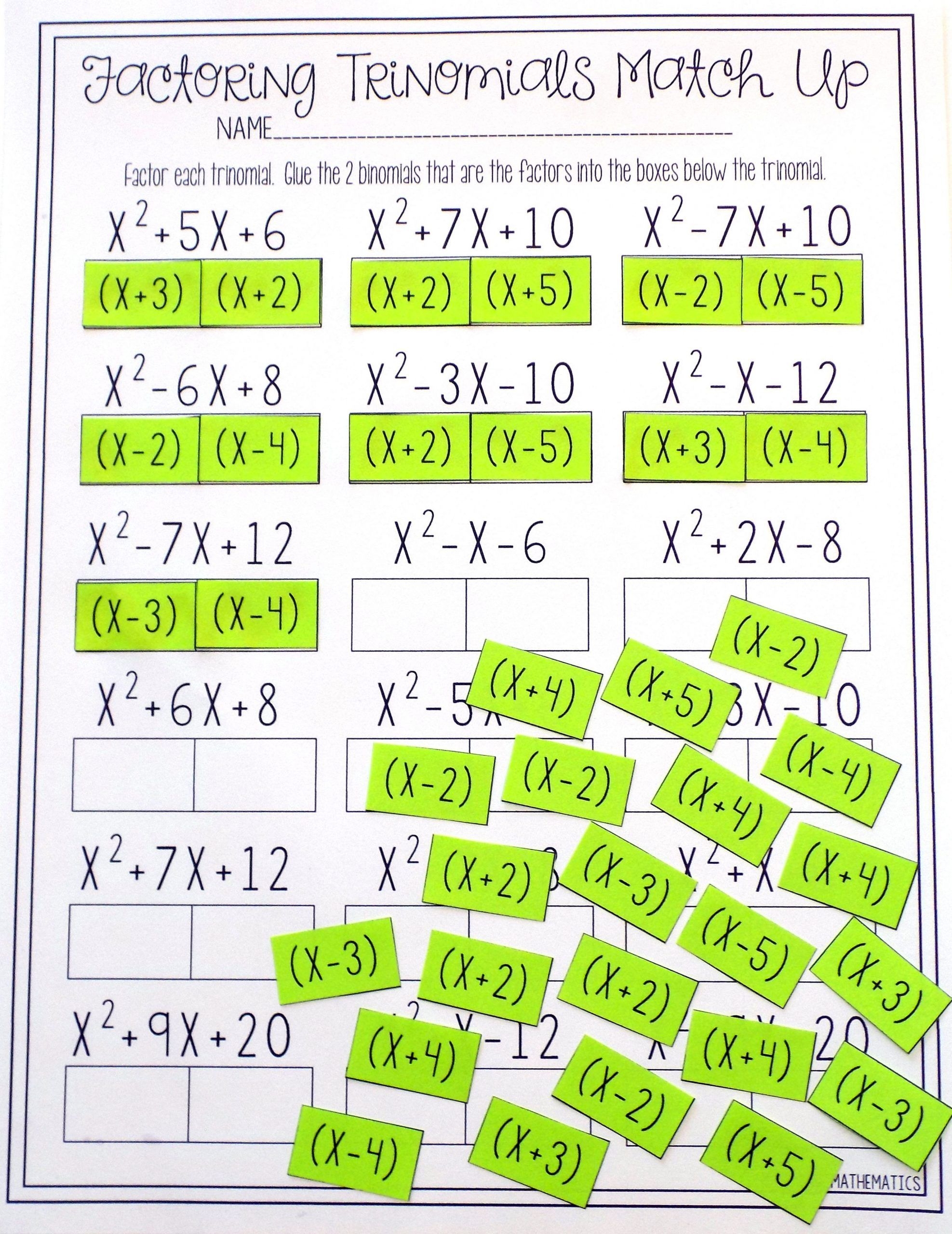 Algebra Factorisation Worksheet Educational Printable Activities