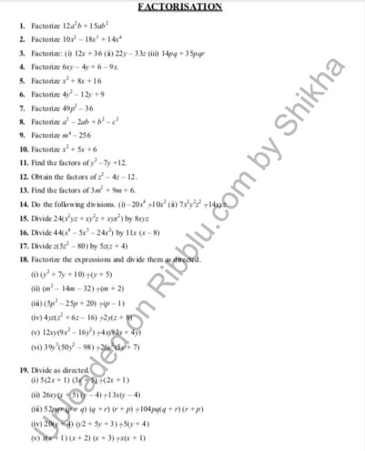 Algebra Factorisation Worksheet Worksheet Activity Sheets