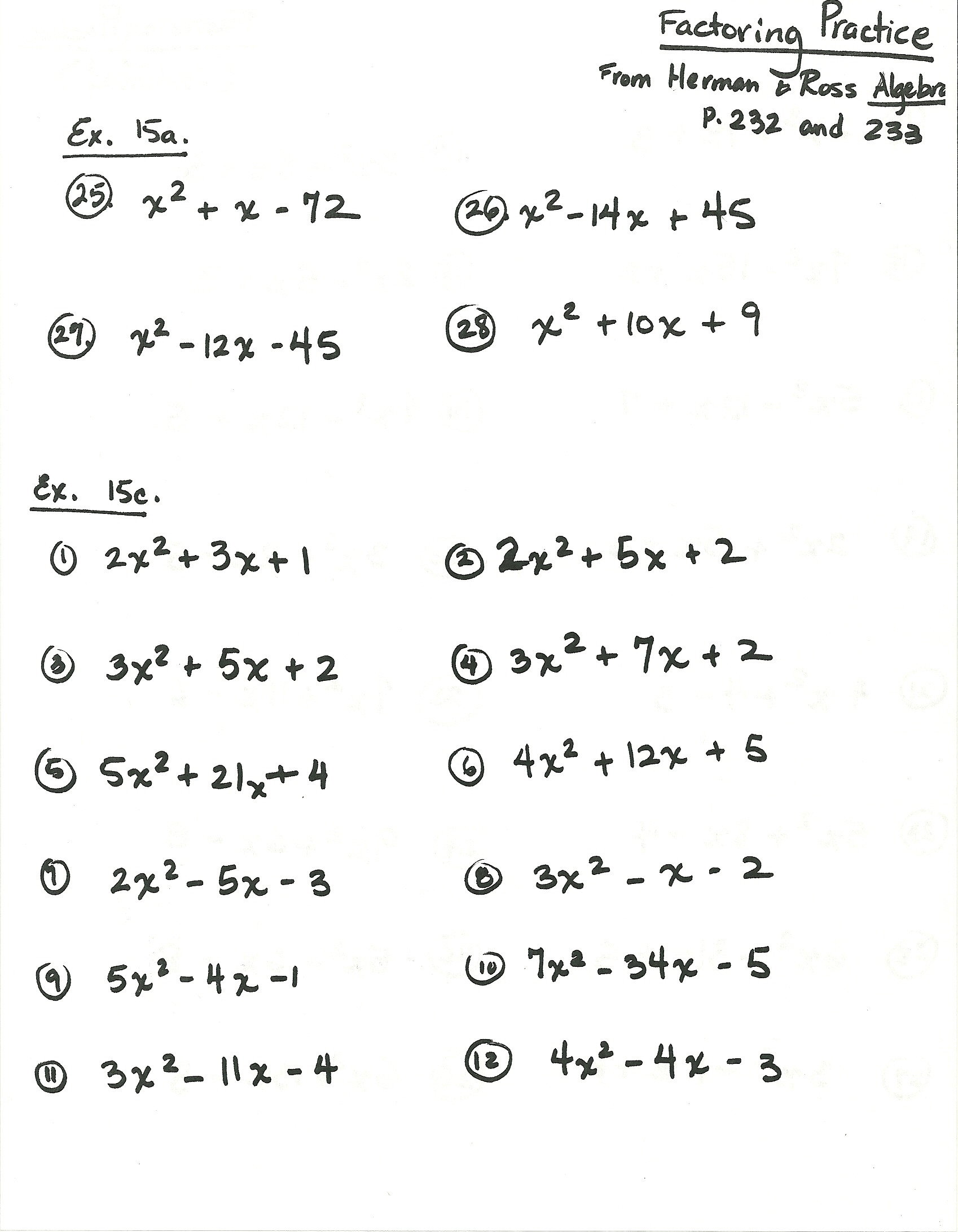 Algebra Ii Factoring Practice Worksheets FactorWorksheets