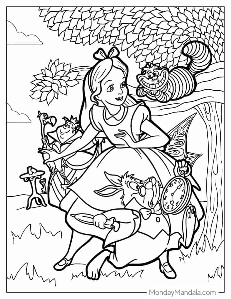 Alice Wonderland Coloring Pages Jenny Printable