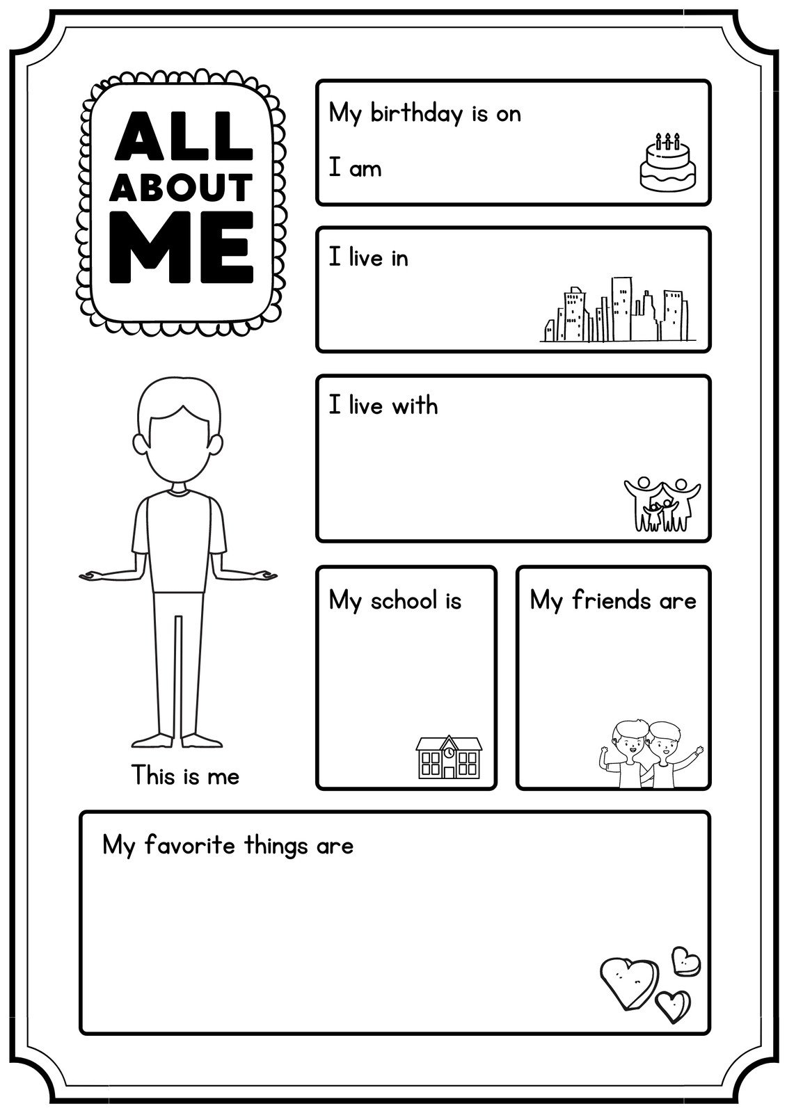 All About Me Worksheet Printable All About Me Worksheet Printable