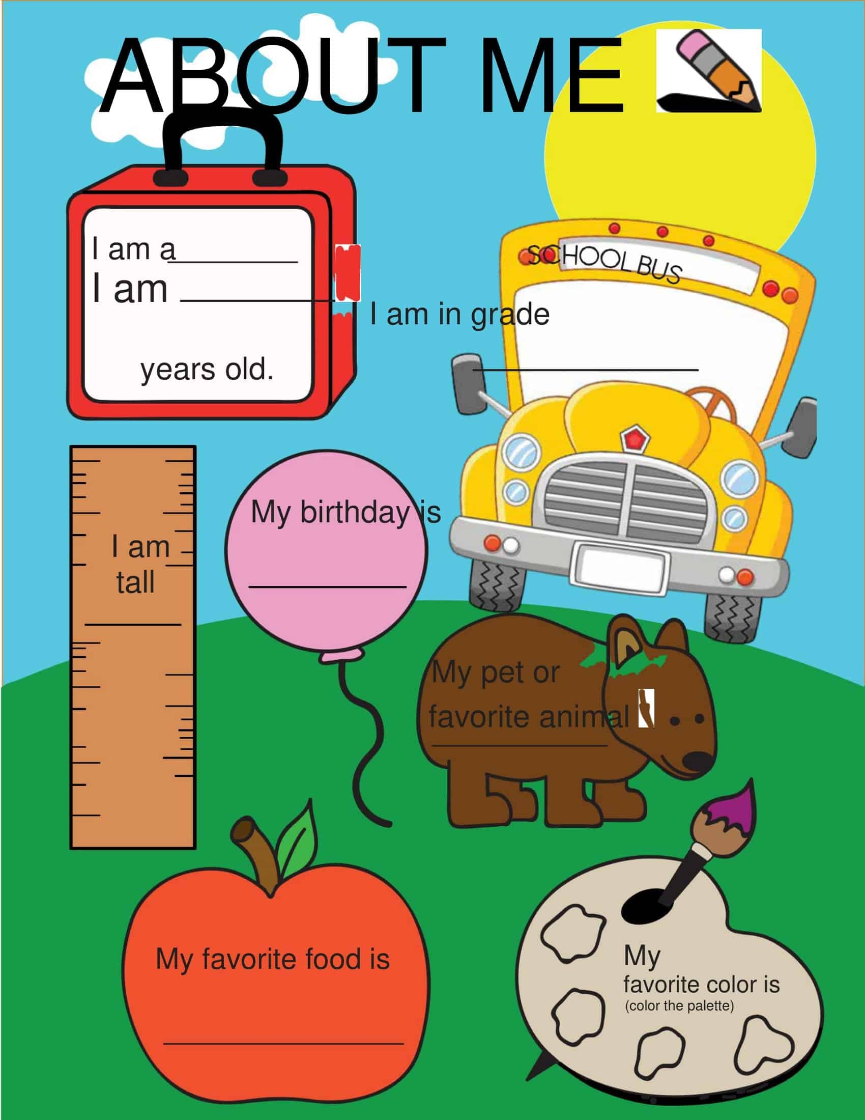 All About Me Worksheet Printable All About Me Worksheet Printable
