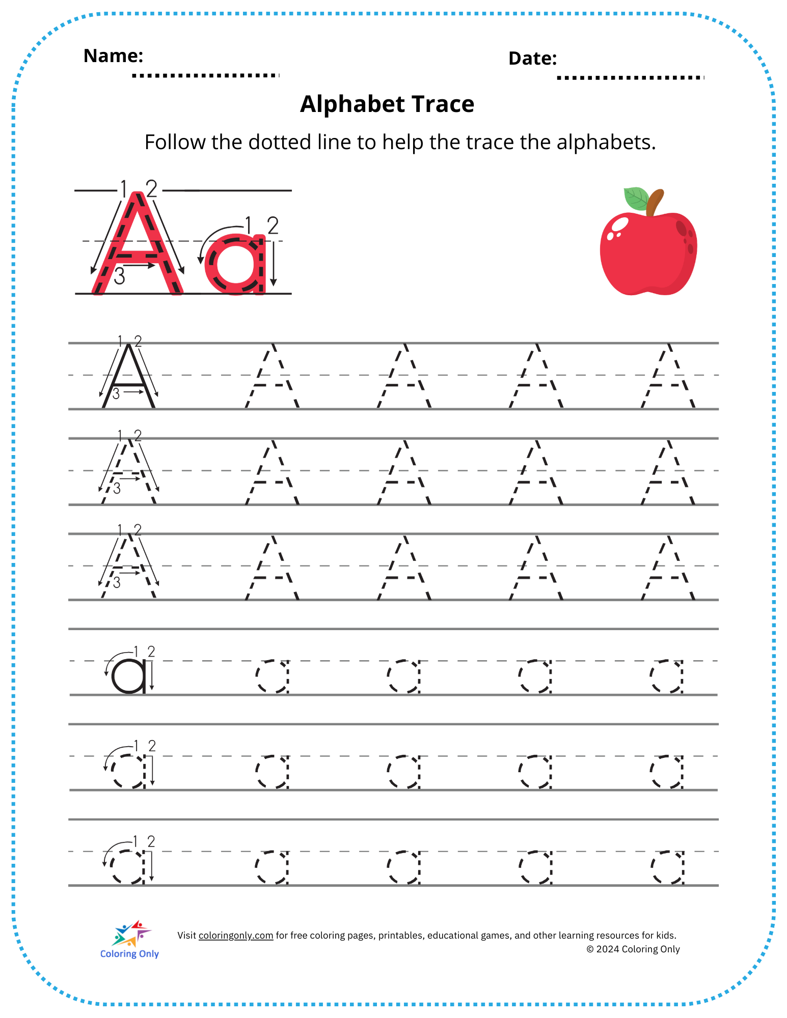 Alphabet Trace Free Printable Worksheet Alphabet Trace Free Printable Worksheet