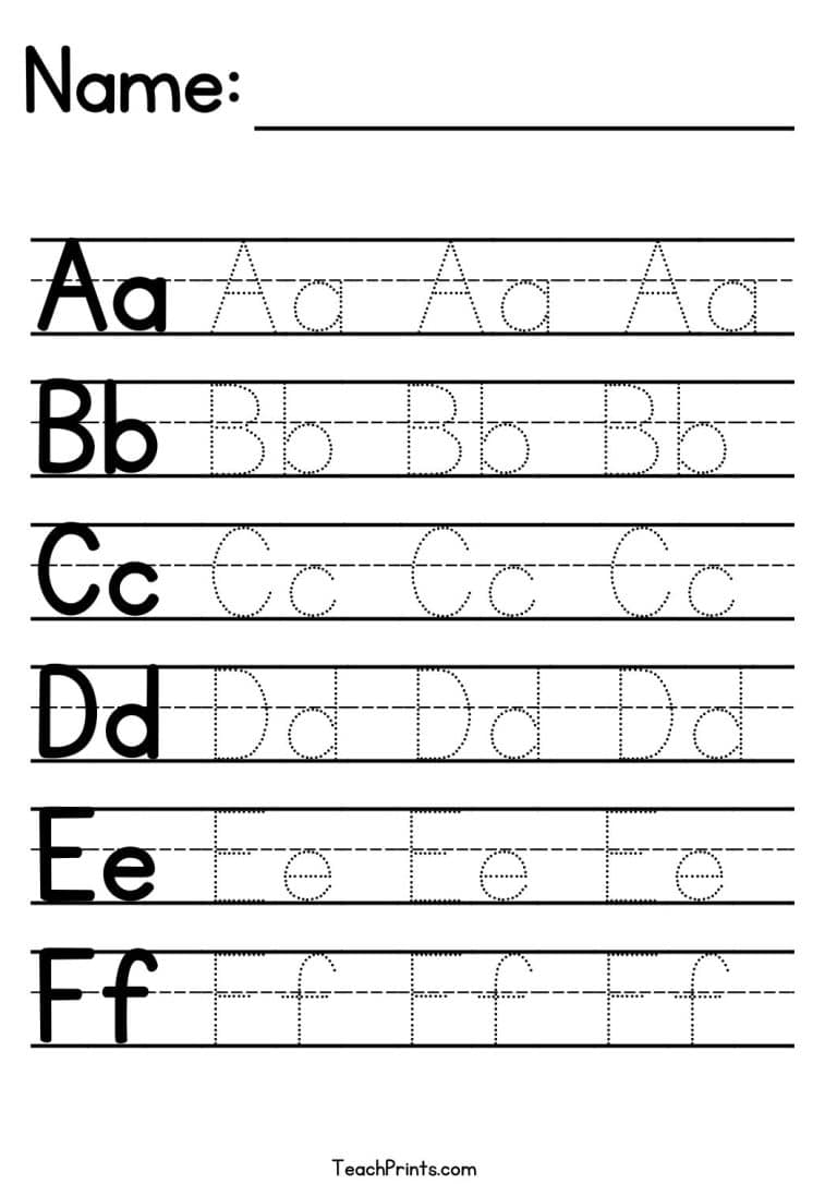 Alphabet Tracing Worksheets Free Printables Teach Prints