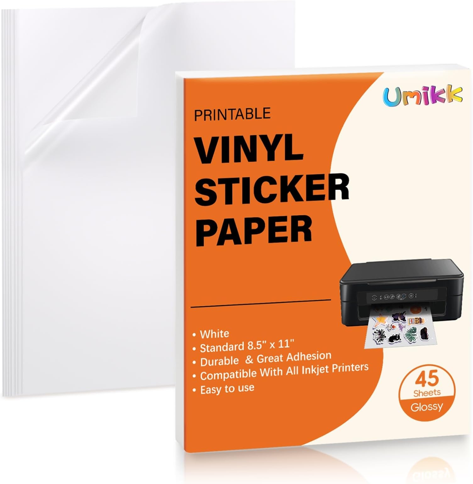 Amazon Umikk Printable Vinyl Sticker Paper 45 Sheets Glossy 