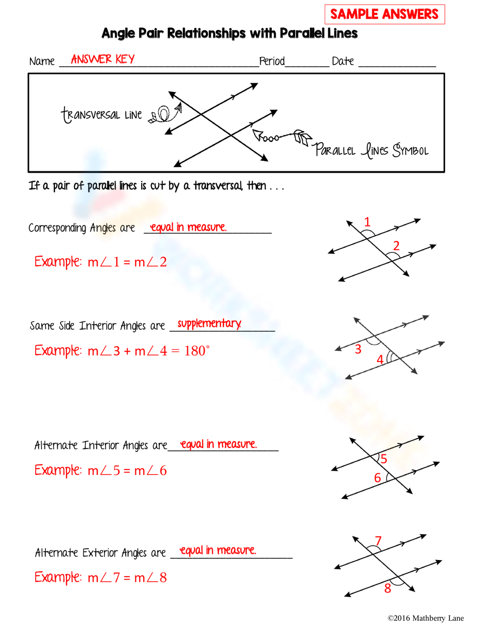 Angle Relationships Worksheet Angle Relationships Worksheet