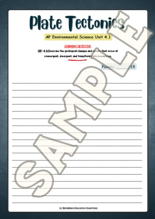 AP Environmental Science Unit 4 1 Plate Tectonics Worksheet CER
