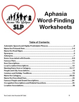 Aphasia Word Finding Worksheets By AcrosstheLifespanSLP TpT Aphasia Word Finding Worksheets By AcrosstheLifespanSLP TpT