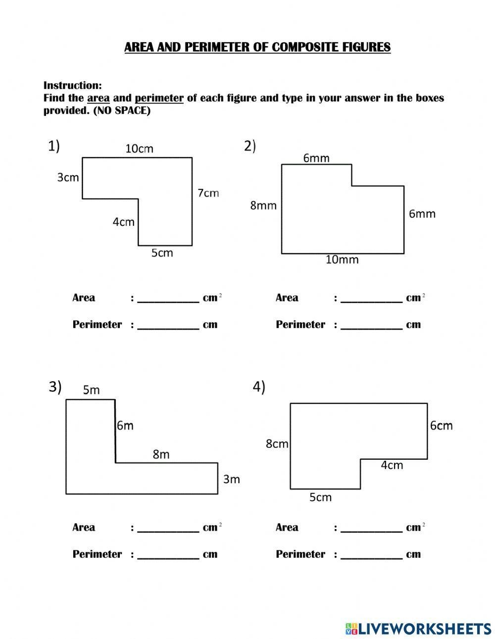 Area And Perimeter Of Composite Figures Worksheet Live Worksheets 