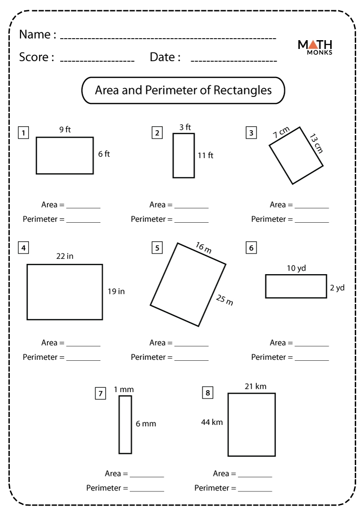 Area And Perimeter Worksheets Interactive Math Practice