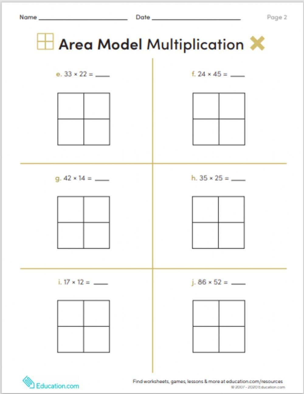 Area Model Multiplication Worksheets Math Monks Worksheets Library