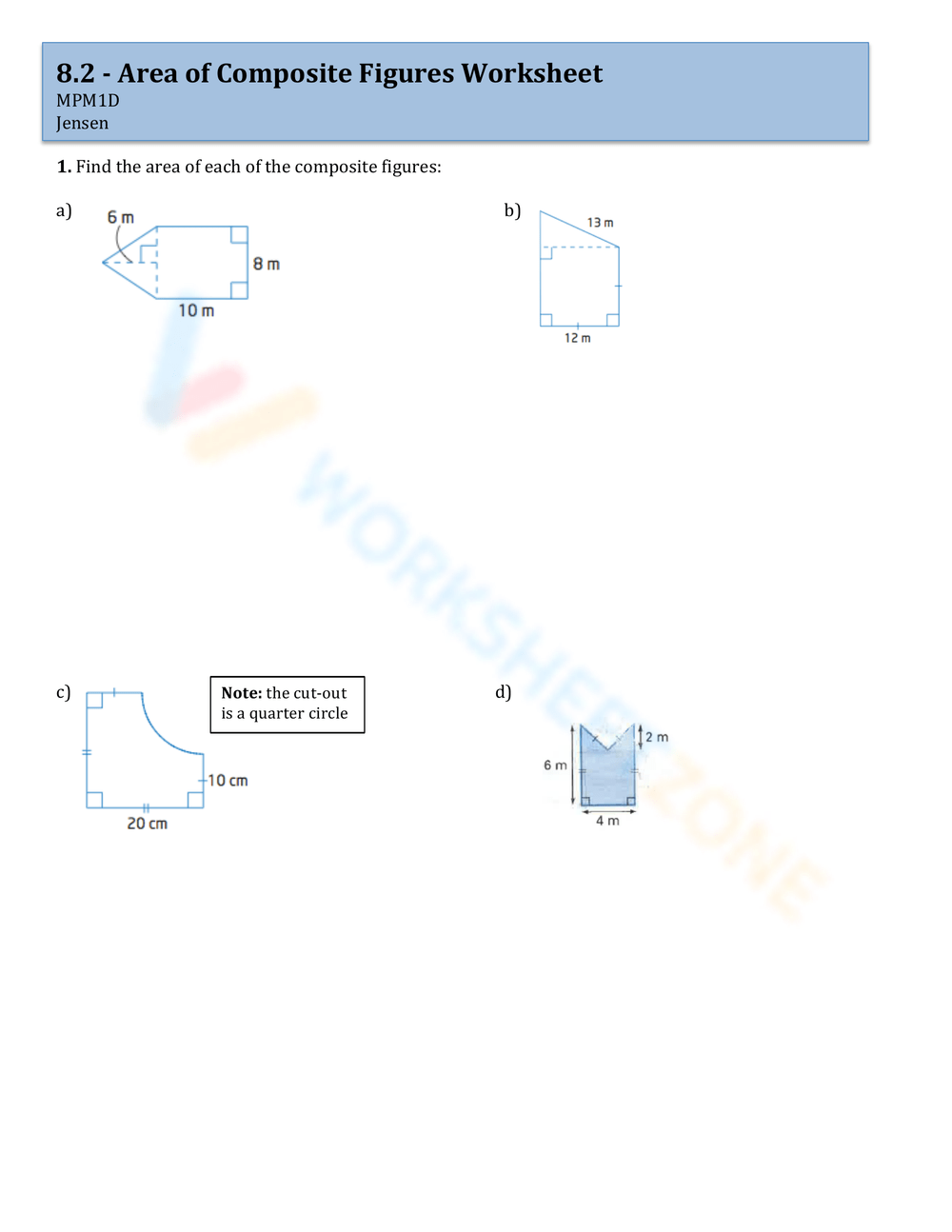 area of composite figures worksheet