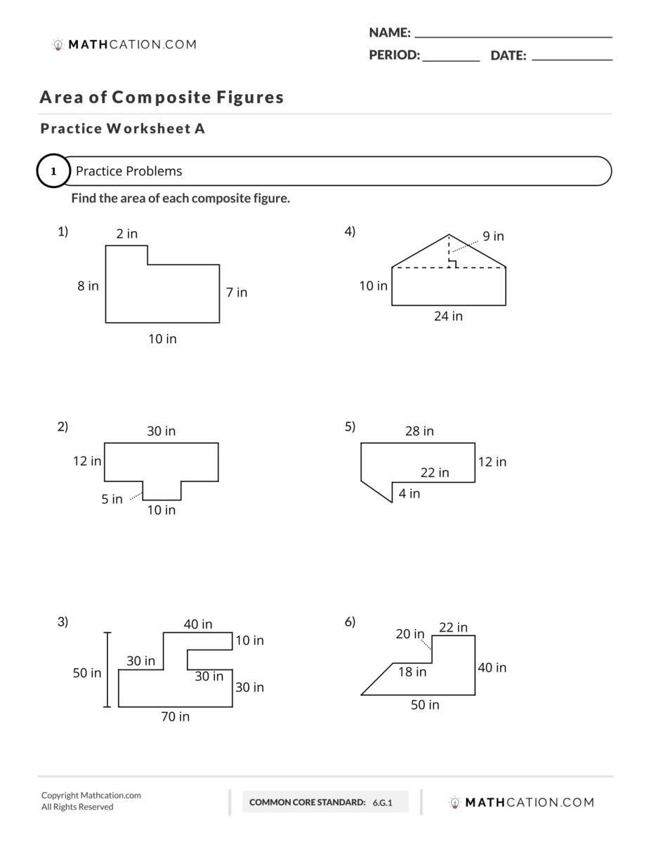 Area Of Composite Figures Worksheet Examples And Formula