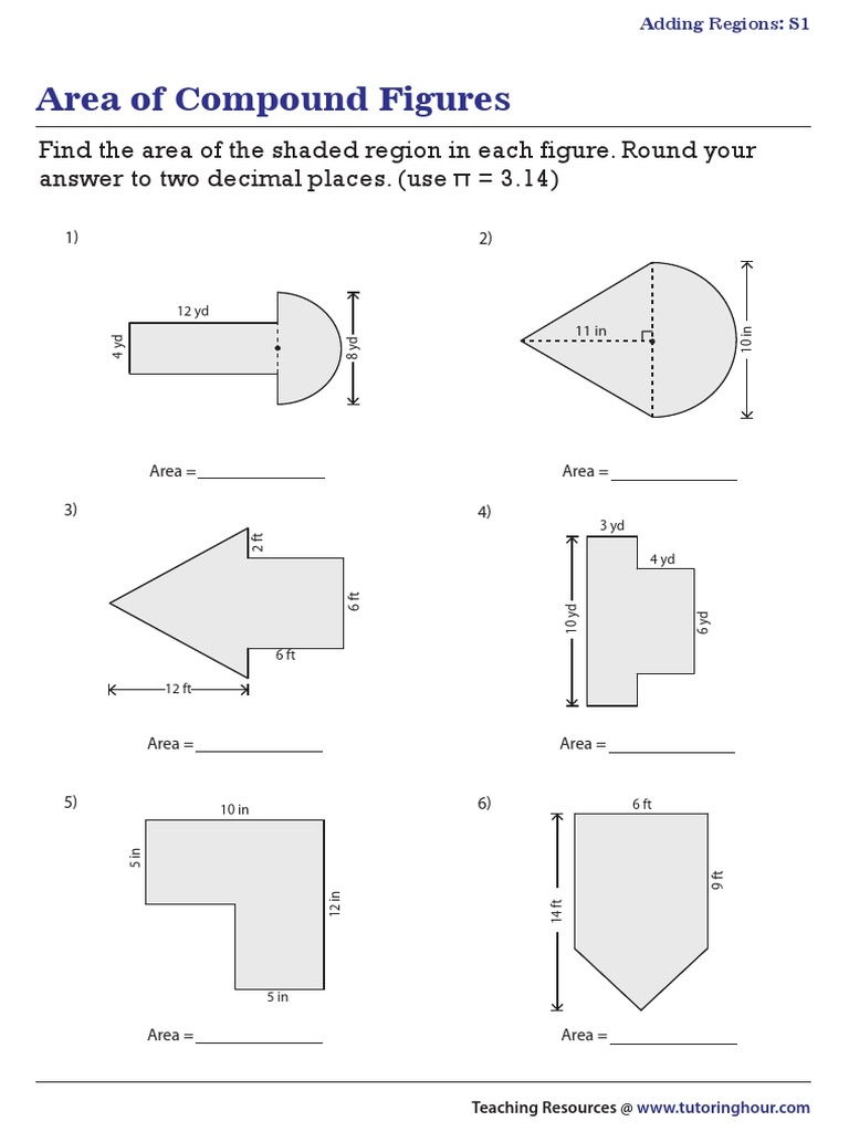 Area Of Compound Shapes PDF Worksheets Library