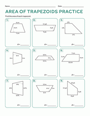 Area Of Trapezoids Practice Worksheet Worksheets Library