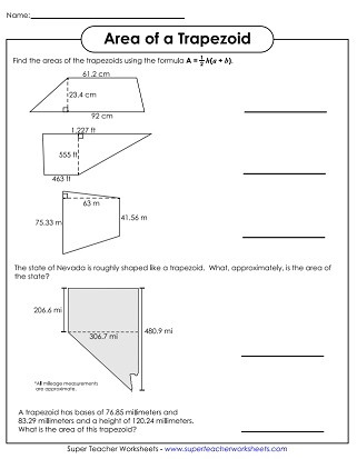 Area Of Trapezoids Worksheets Worksheets Library