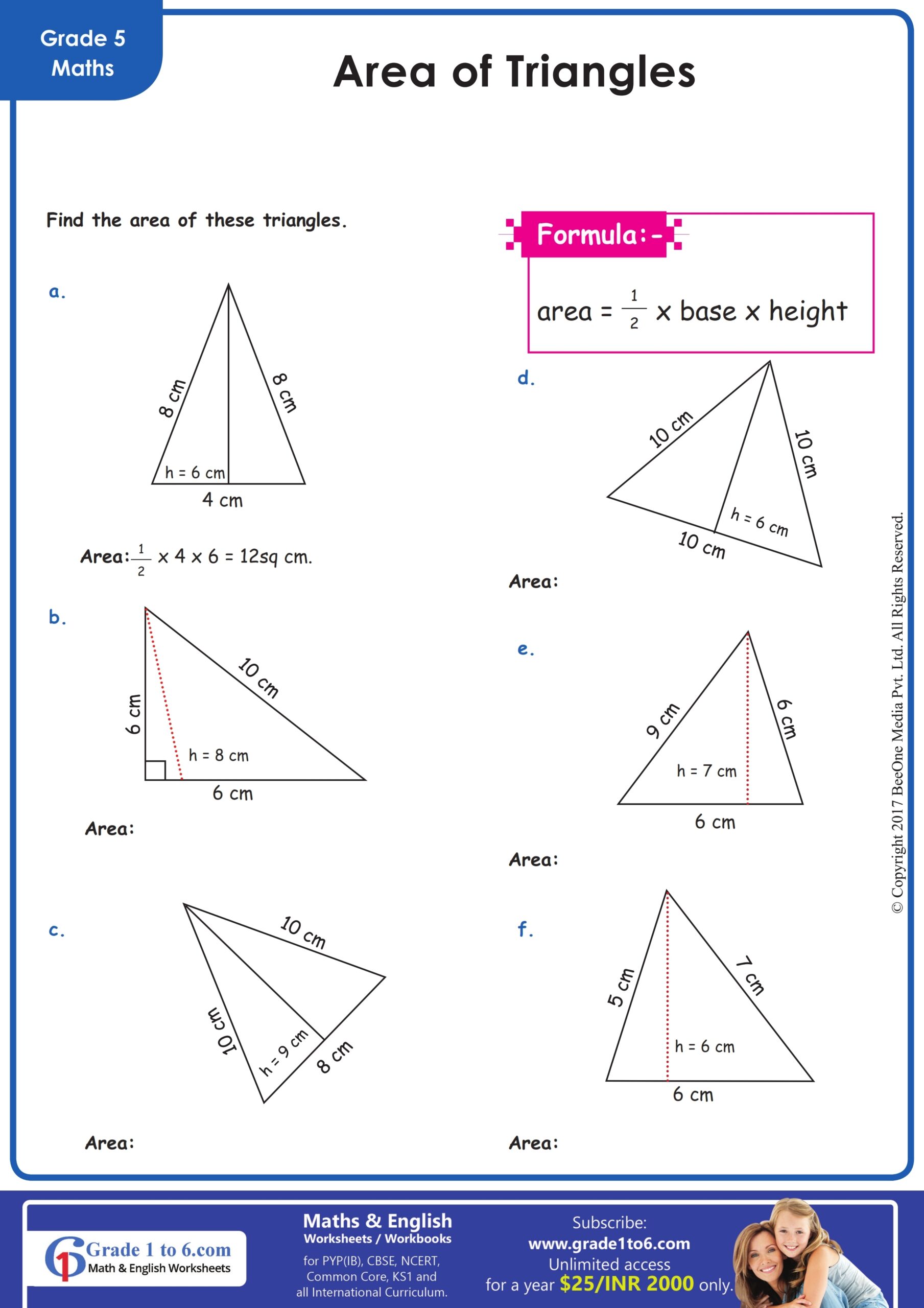 Area Of Triangles Worksheets Worksheets Library