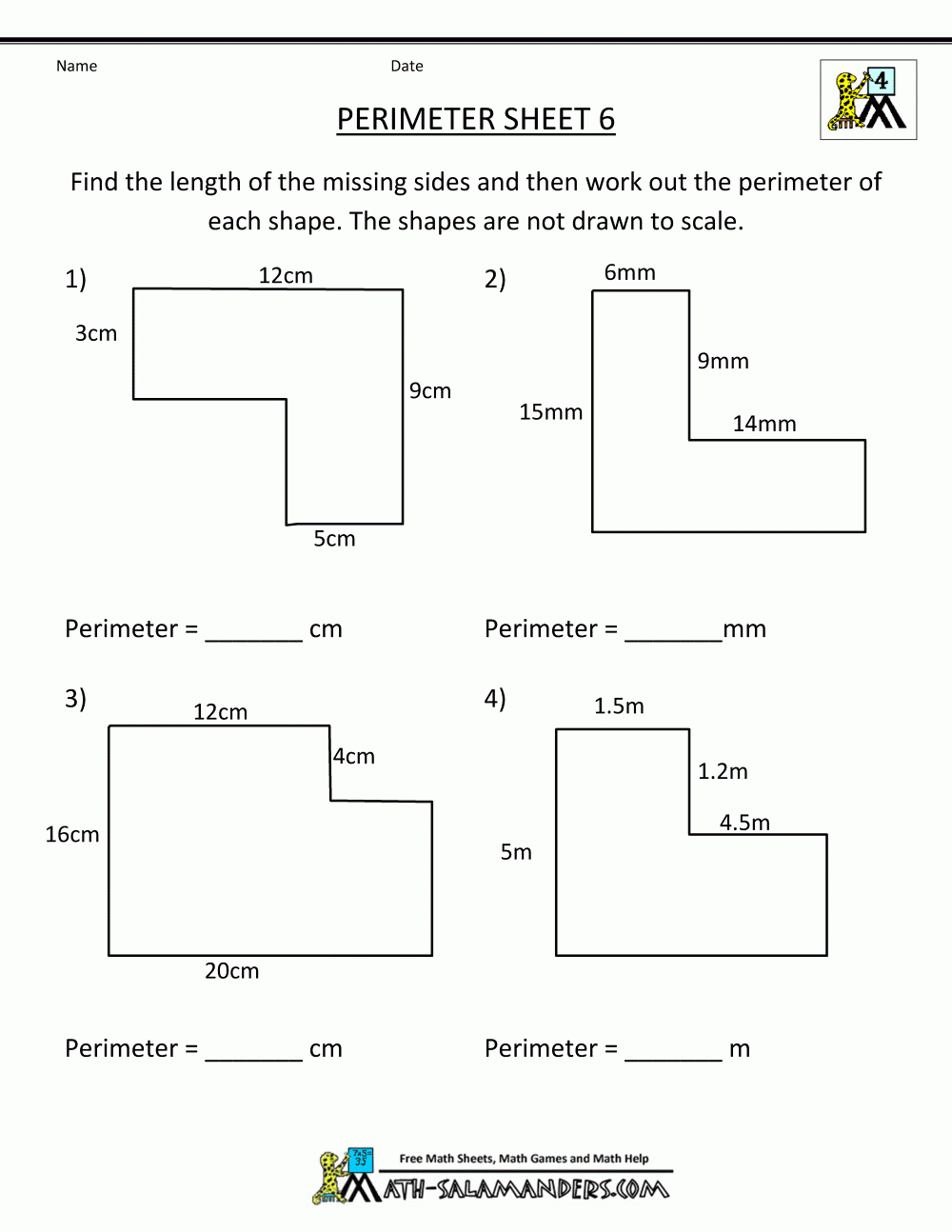 area and perimeter worksheets grade 3