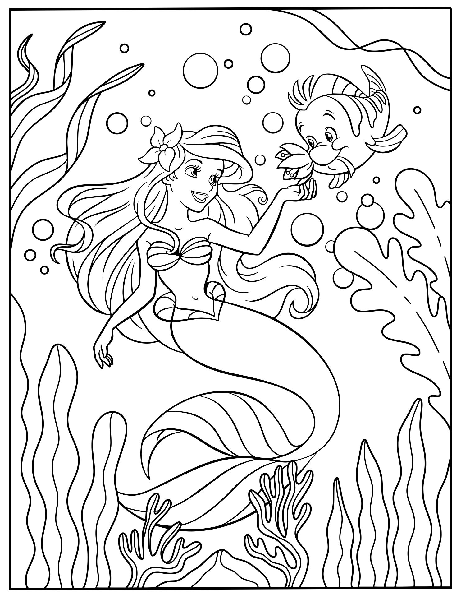 Ariel Coloring Pages For Kids Printable