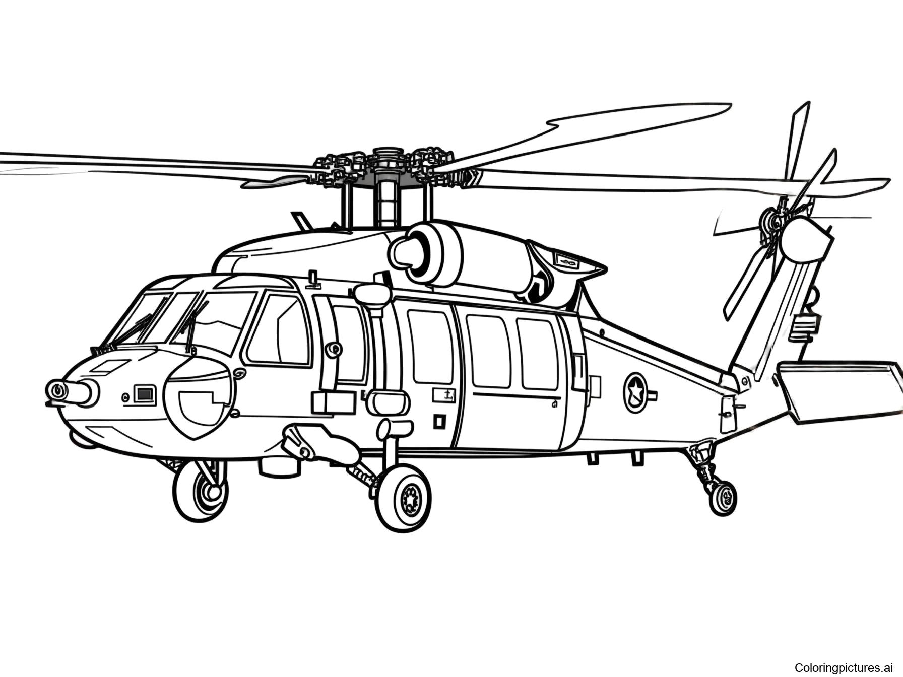 Army Helicopter Free Printable Coloring Page