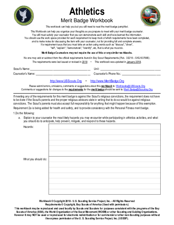 Athletics Merit Badge Worksheet Books Pamphlets Merit Badge Athletics Merit Badge Worksheet Books Pamphlets Merit Badge