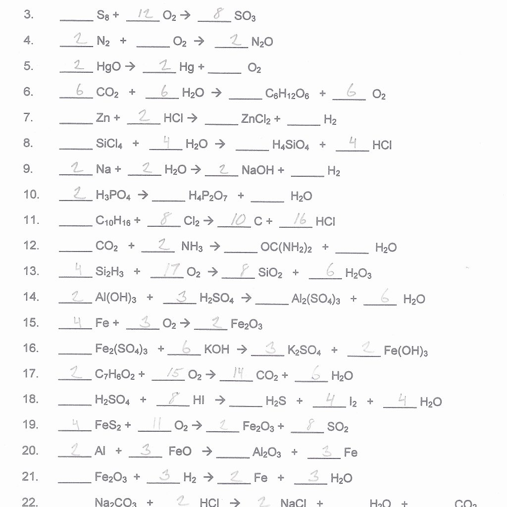 Balancing Chemical Equation Worksheet Pro Worksheet