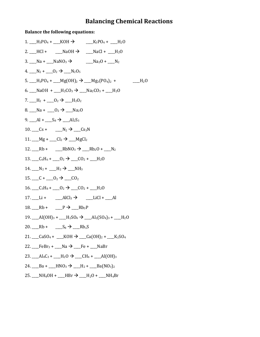 chemistry equations balancing worksheet chemistry equations balancing worksheet