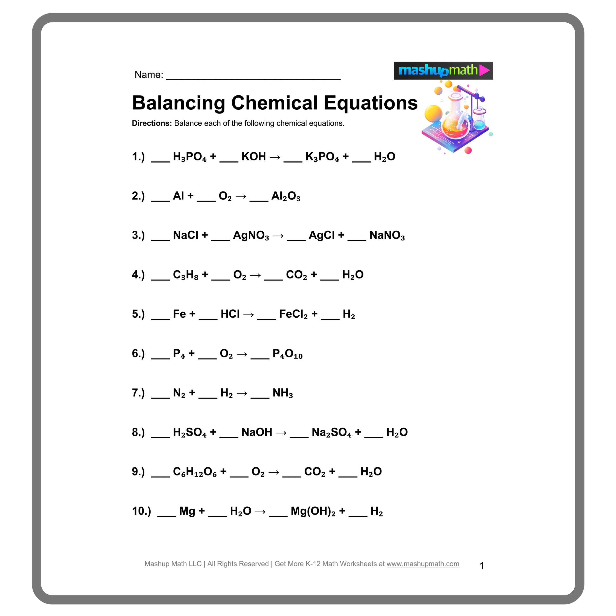 Balancing Chemical Equations Worksheets with Answers Mashup Math Balancing Chemical Equations Worksheets with Answers Mashup Math