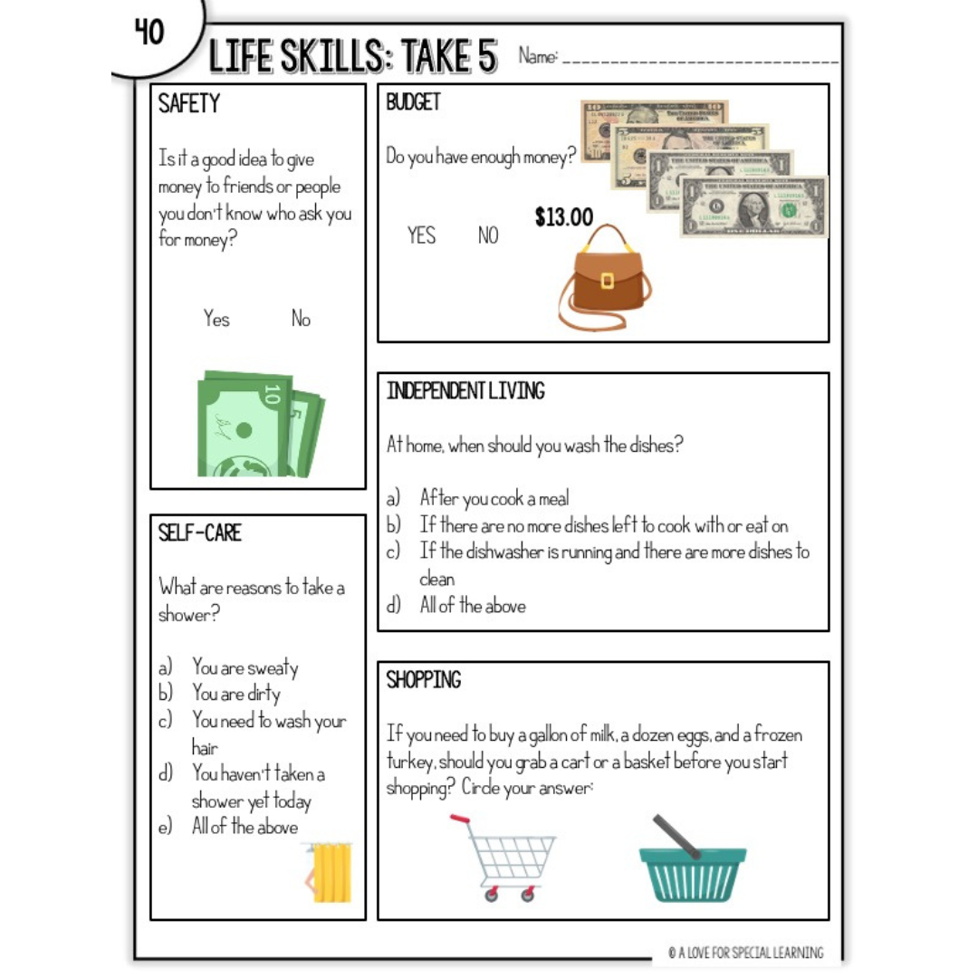 Basic Living Skills Worksheets Free Life Skills Worksheets TPT Basic Living Skills Worksheets Free Life Skills Worksheets TPT