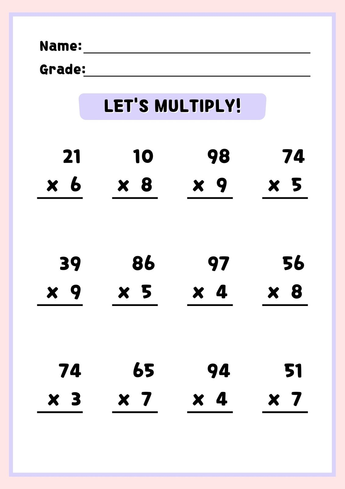 Basic Multiplication Worksheets Download Free Printables For Kids 