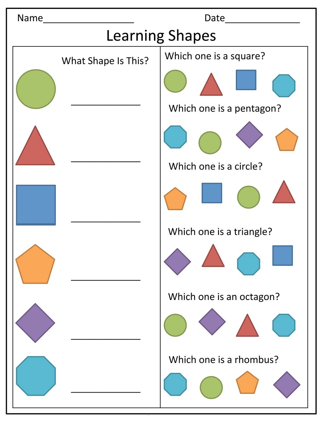 Basic Shapes Worksheets For Preschool 101 Activity