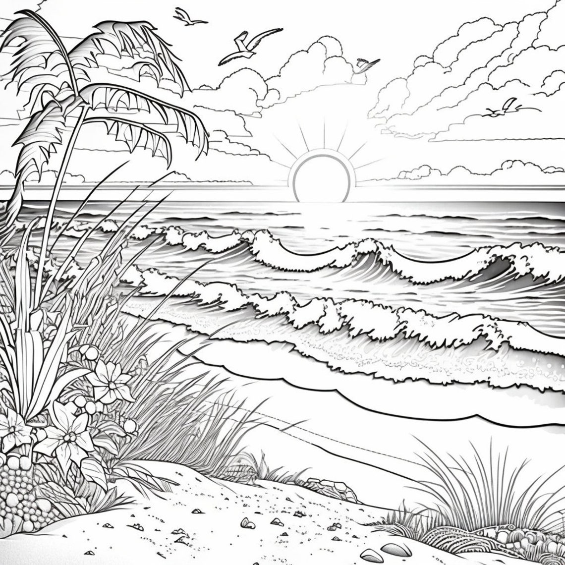 beach coloring page beach coloring page