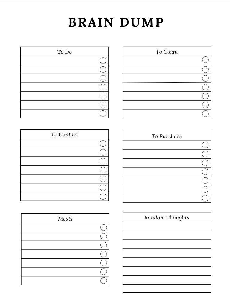 Best 12 Brain Dump Worksheet PDF Artofit Best 12 Brain Dump Worksheet PDF Artofit