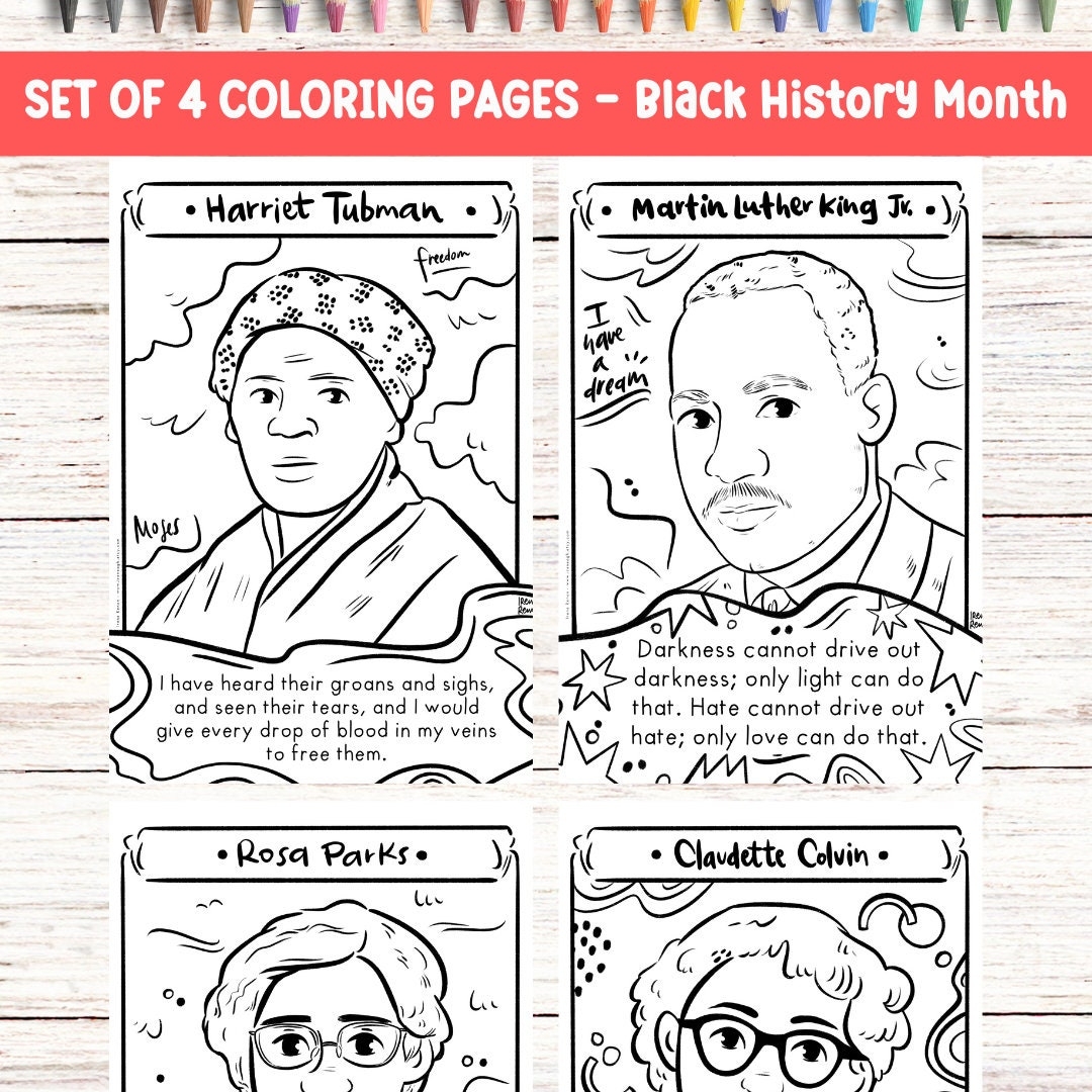 Black History Month Coloring Page Bundle Martin Luther King Day Civil 