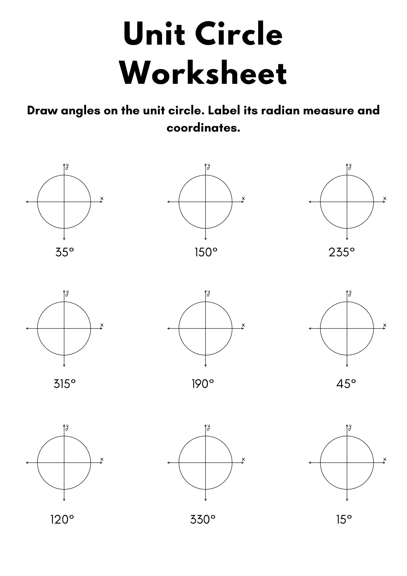 Blank Unit Circle