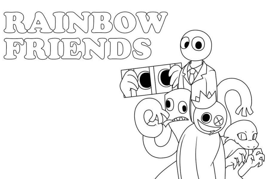 Blue Rainbow Friends Coloring Page