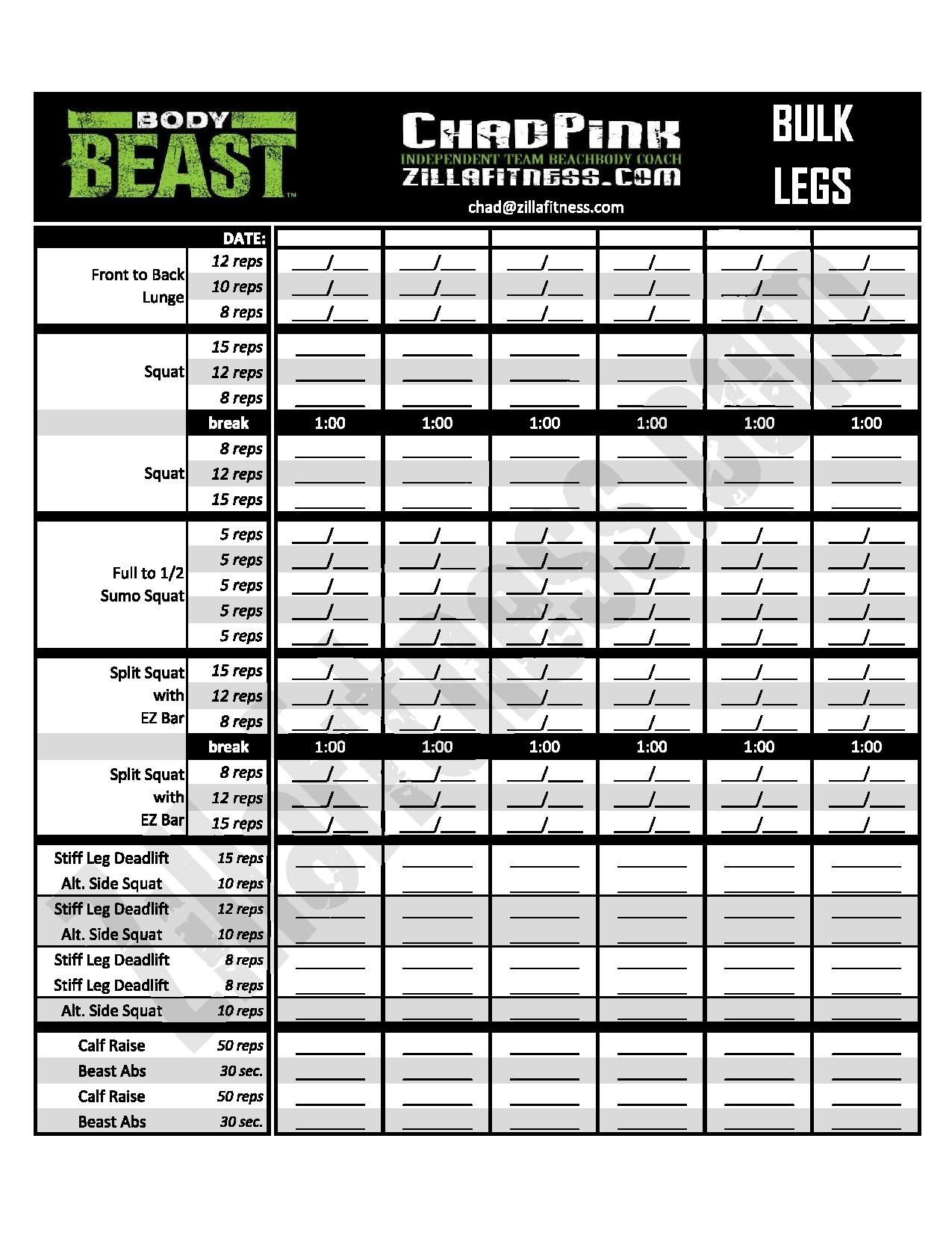 Body Beast Workout Sheets Free Download