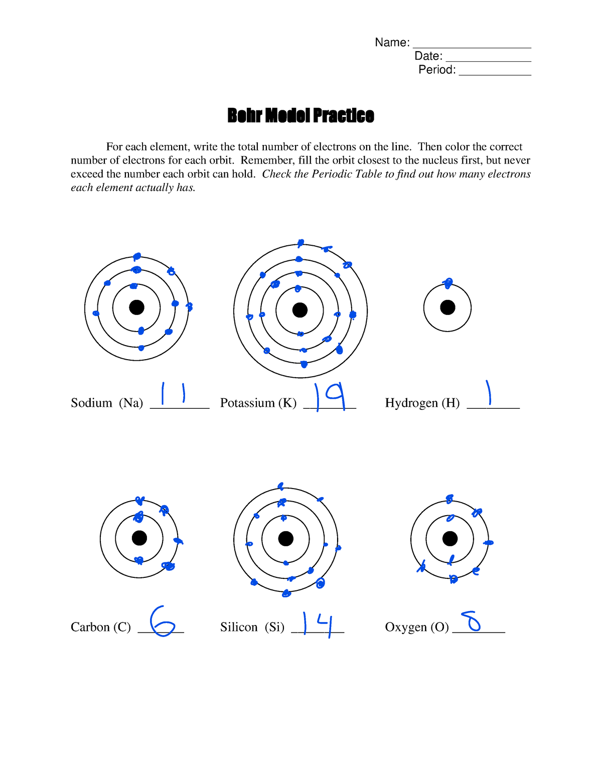 bohr model worksheet bohr model worksheet