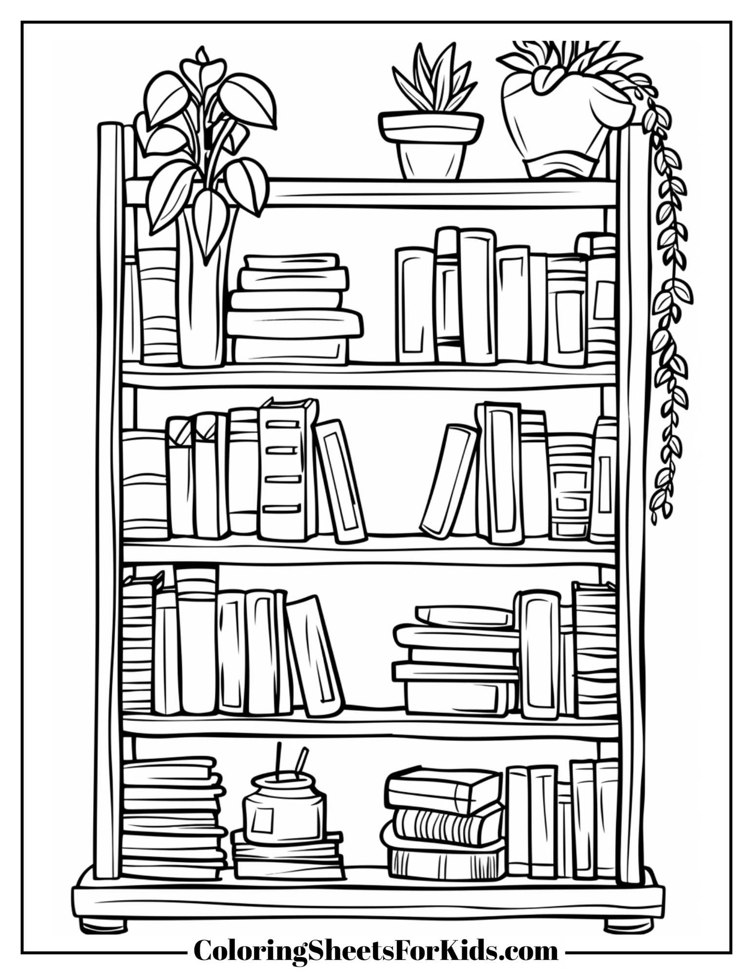 Bookshelf Coloring Pages Free Print And Downloads Coloring Sheets 