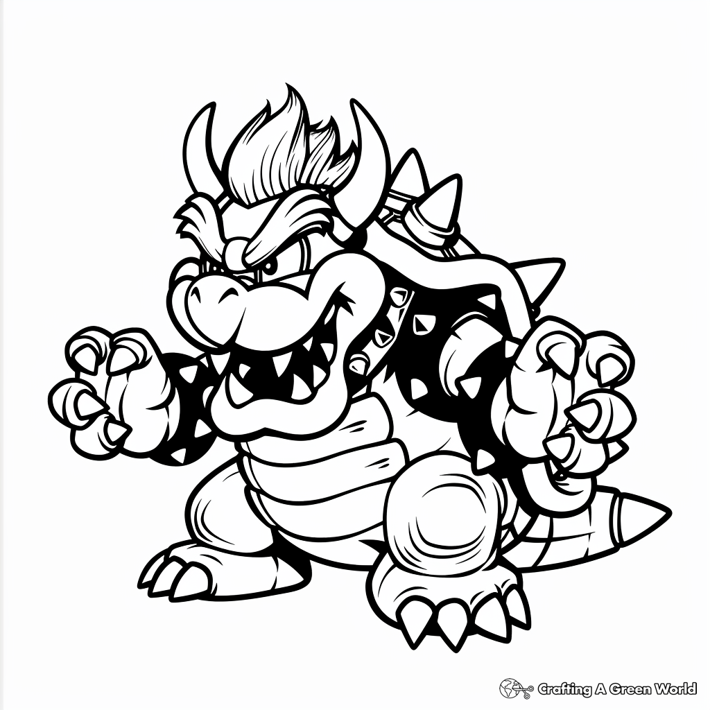 Bowser Coloring Pages Free Printable 