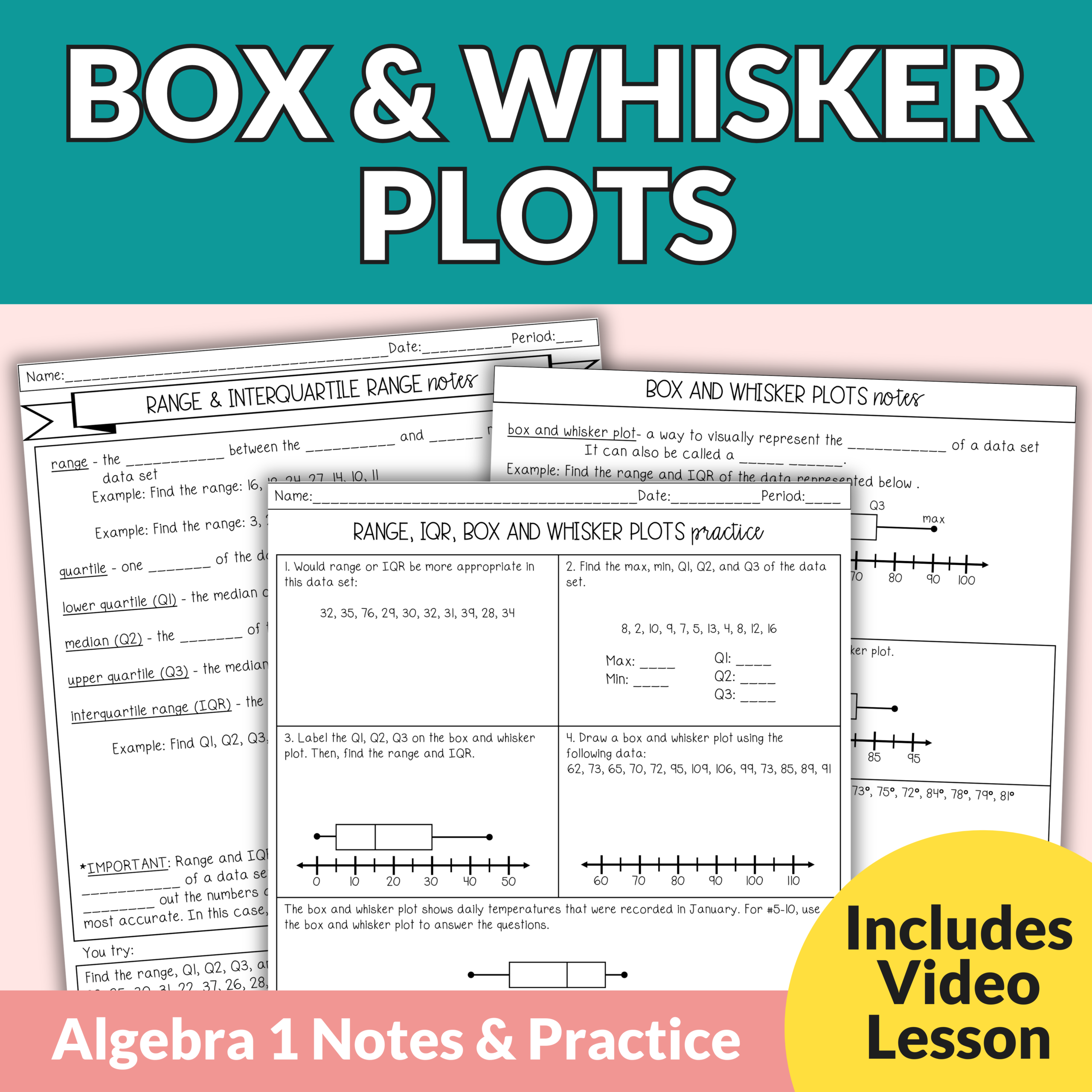 Box And Whisker Worksheets 7th Grade Reading Box Whisker Plots PDF