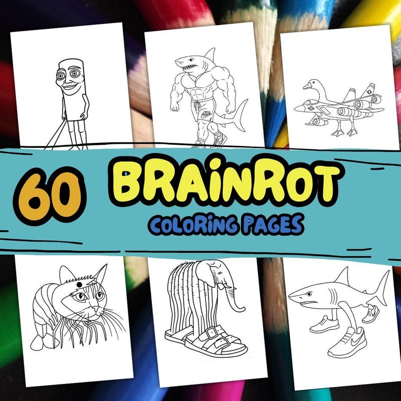 Brainrot Character Coloring Pages Etsy New Zealand