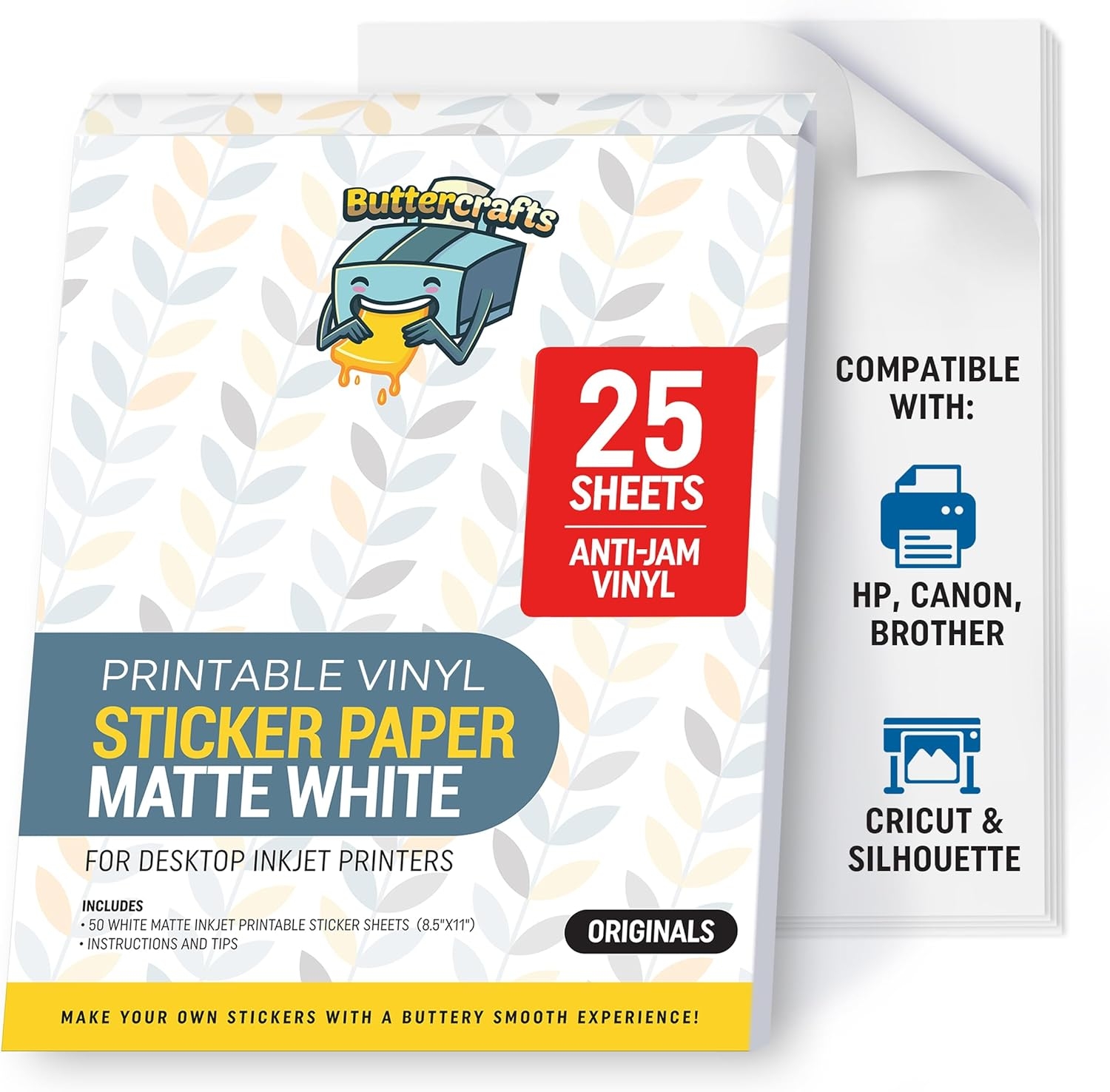 Buttercrafts Premium Printable Vinyl Sticker Paper For Inkjet Printer 